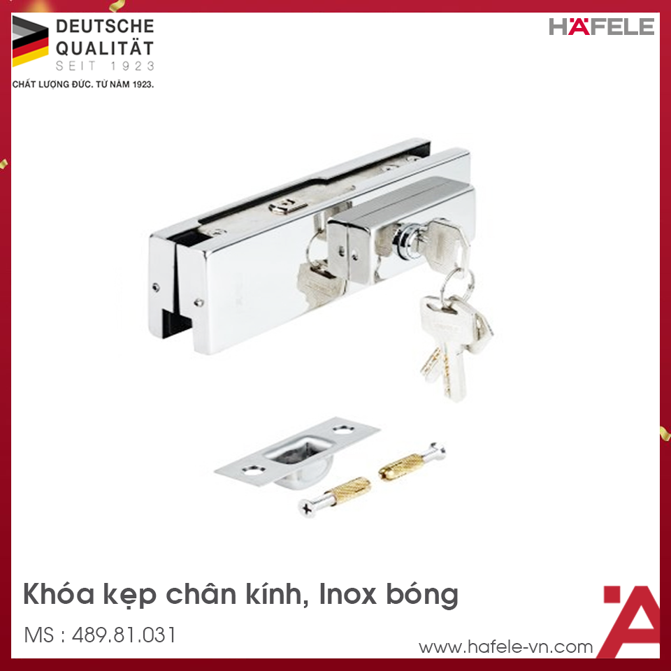 Khóa Kẹp Chân Kính Inox Bóng Hafele 489.81.031