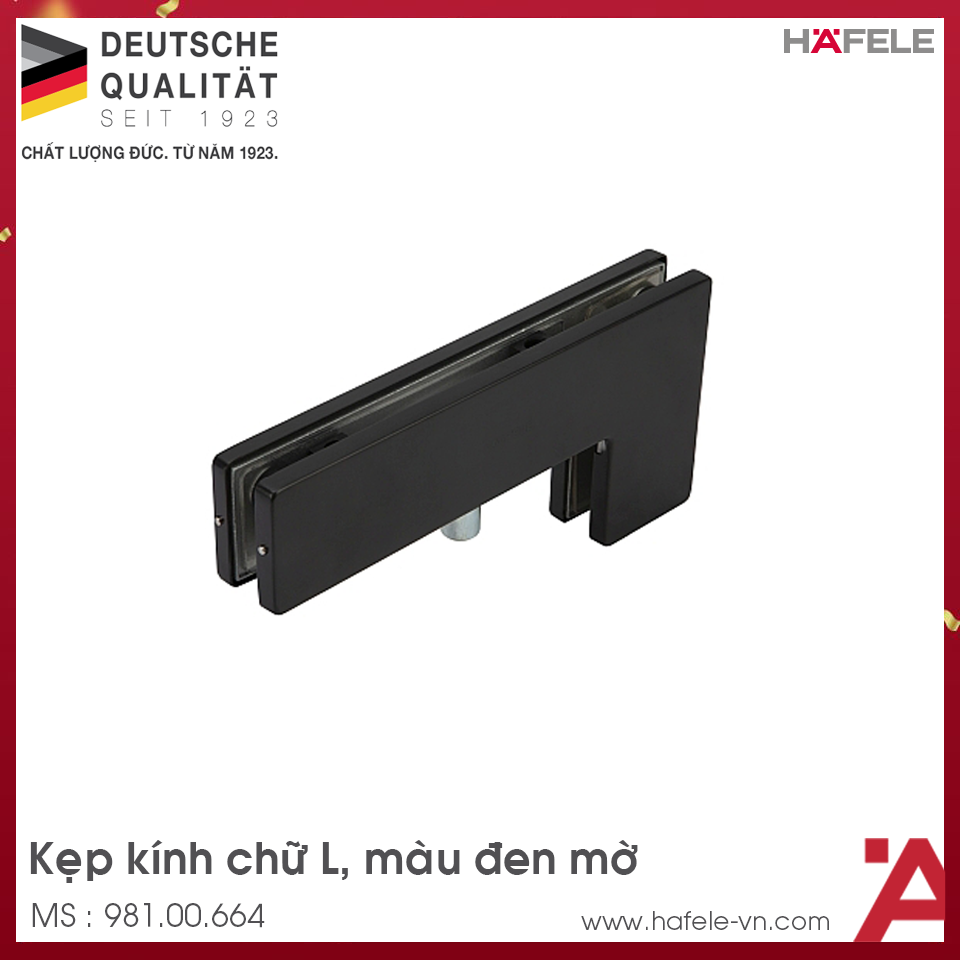 Kẹp Kính Chữ L Màu Đen 120Kg Hafele 981.00.664