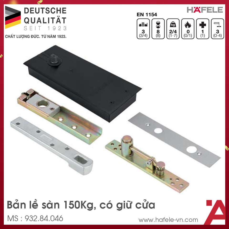 Bản Lề Sàn DCL41 EN4 150Kg Hafele 932.84.046