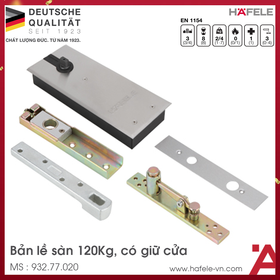 Bản Lề Sàn EN4 Tải Trọng 120Kg Hafele 932.77.020