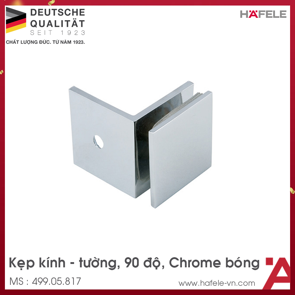 Kẹp Kính Tường Nhà Tắm 90º Hafele 499.05.817