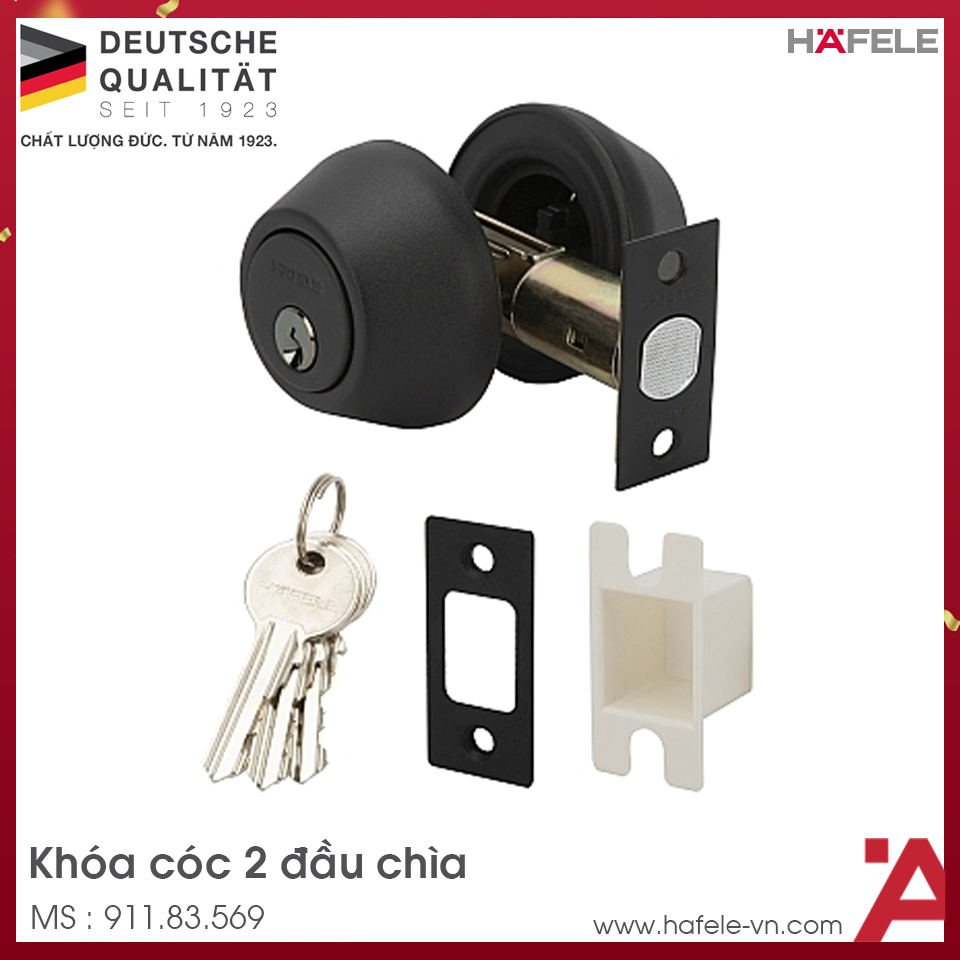 Khóa Cóc 2 Đầu Chìa Màu Đen Hafele 911.83.569