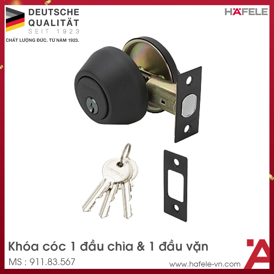 Khóa Cóc 1 Đầu Chìa 1 Đầu Vặn Hafele 911.83.567