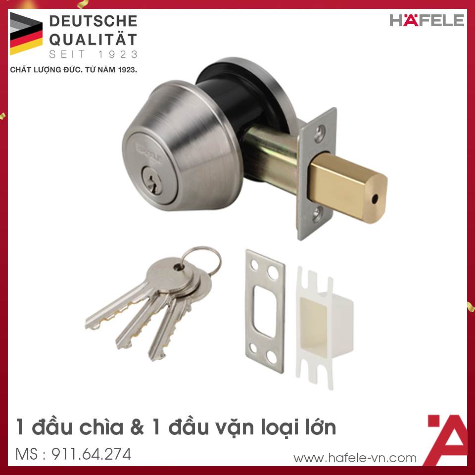 Khóa Cóc 1 Đầu Chìa 1 Đầu Vặn Loại Lớn Hafele 911.64.274