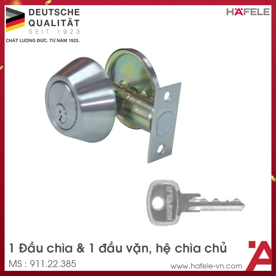Khóa Cóc 1 Đầu Chìa 1 Đầu Vặn Hệ Chìa Chủ Hafele 911.22.385
