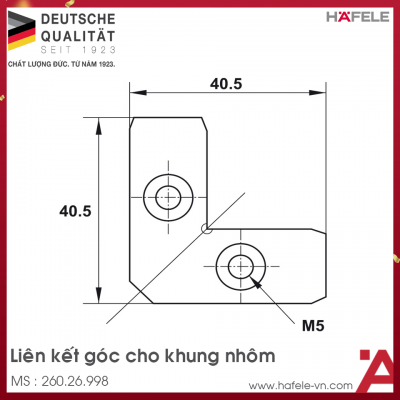 Bas Nối Góc Hafele 260.26.998