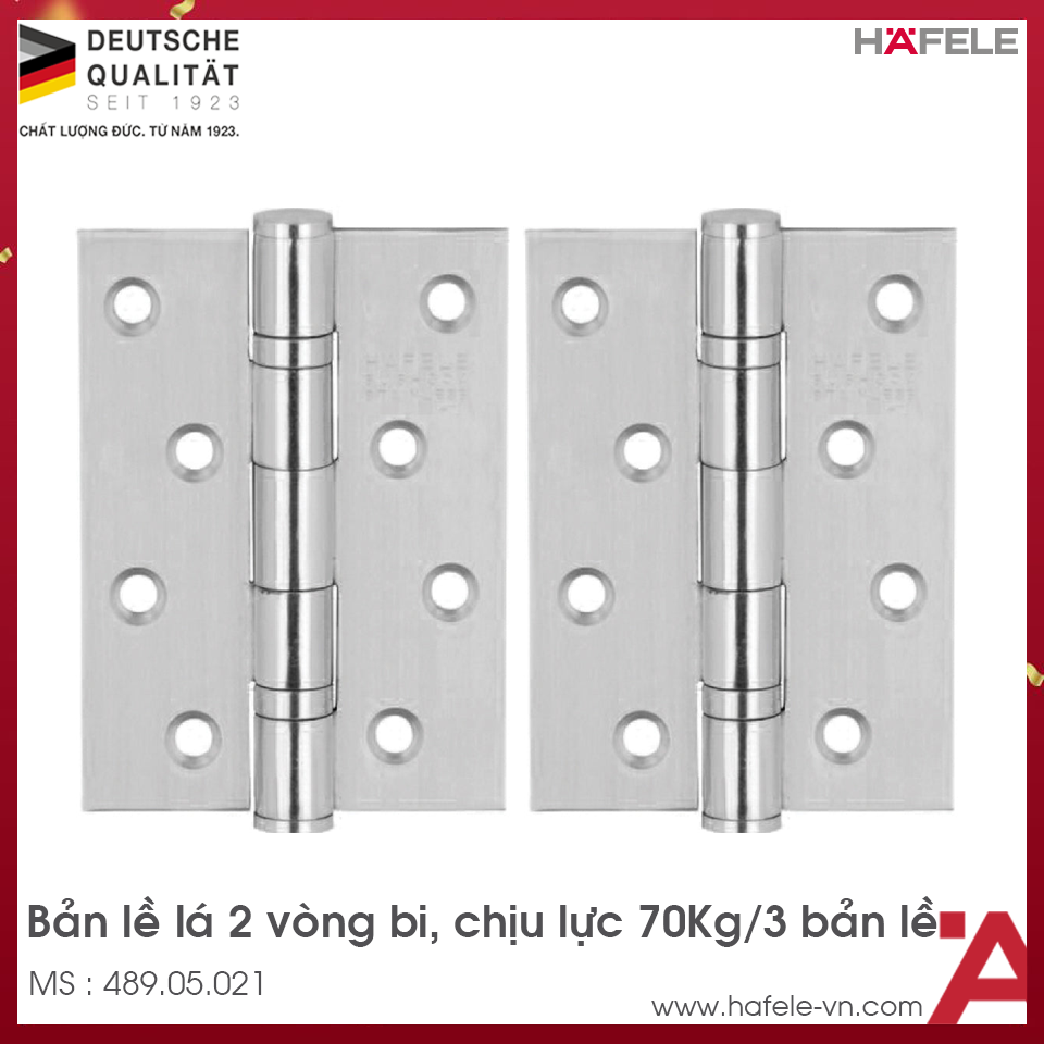 Bản Lề Lá 2 Vòng Bi 70Kg Hafele 489.05.021