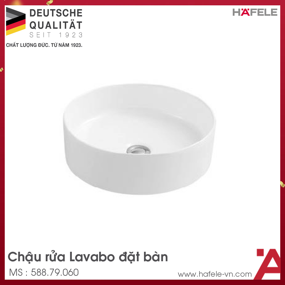 Chậu Lavabo Sứ Đặt Bàn Sapporo Hafele 588.79.060
