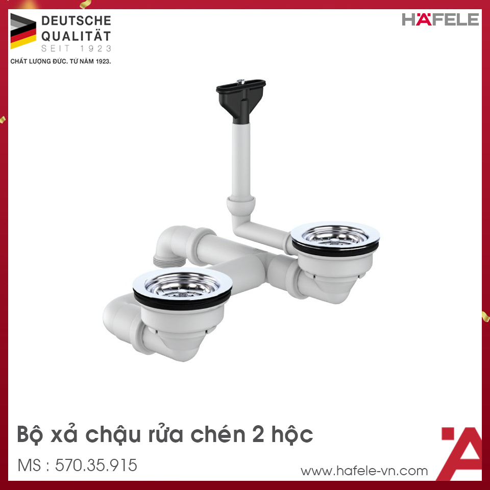 Bộ Xả Chậu Rửa Chén 2 Hộc Hafele 570.35.915