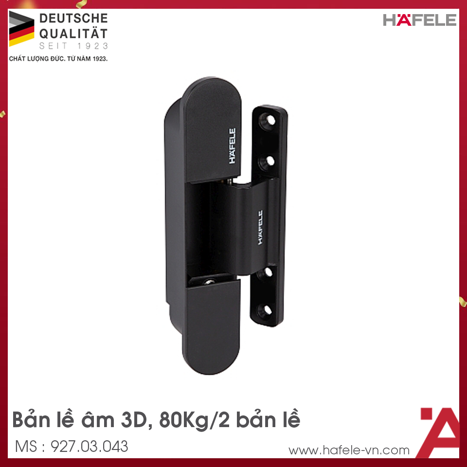 Bản Lề Âm Điều Chỉnh 3D Màu Đen Hafele 927.03.043