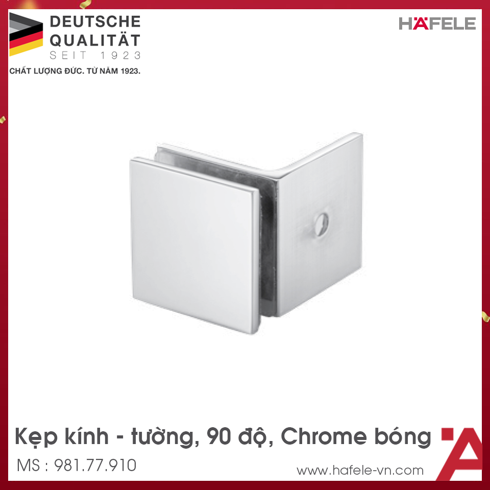 Kẹp Kính Tường 90º Nhà Tắm Có Đế Hafele 981.77.910