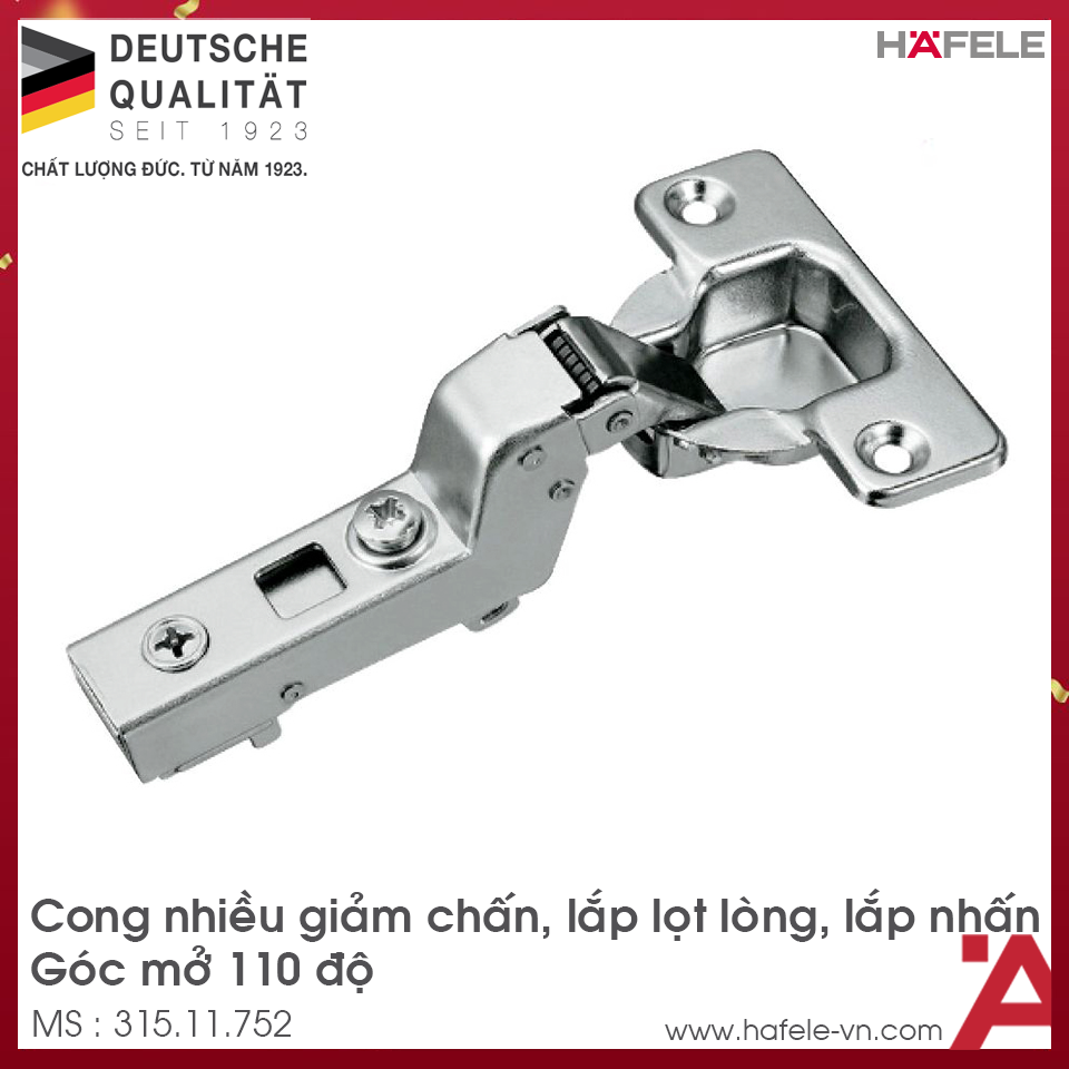 Bản Lề Lọt Lòng Metalla SM 110° Giảm Chấn Hafele 315.11.752