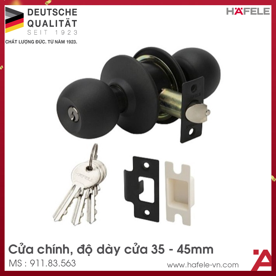 Khóa Tay Nắm Tròn Cửa Chính Hafele 911.83.563