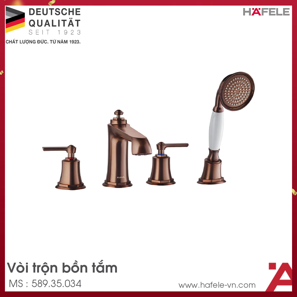 Bộ Trộn Bồn Tắm 4 Lỗ Kyoto Hafele 589.35.034