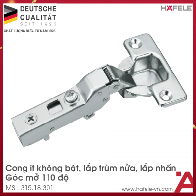 Bản Lề Metalla SM Không Bật 110​° Trùm Nửa Hafele 315.18.301