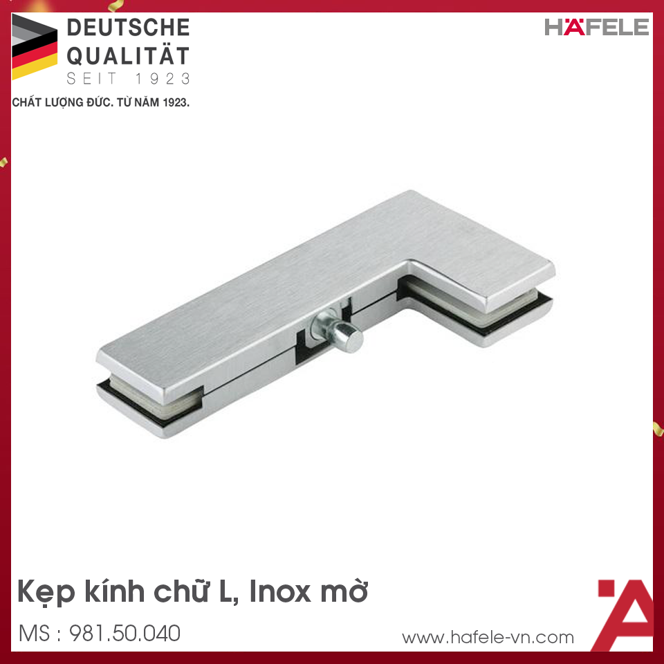 Kẹp Kính Chữ L Inox Mờ Hafele 981.50.040