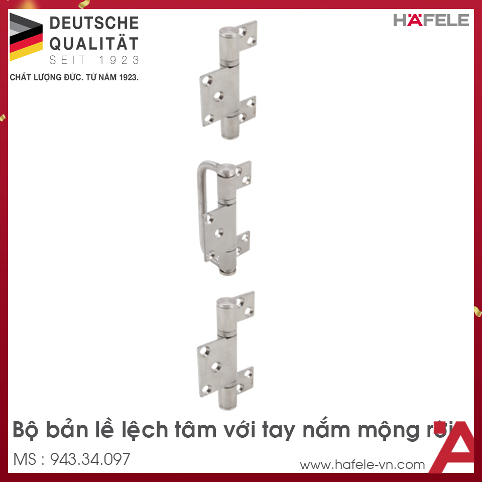 Bộ Bản Lề Lệch Tâm Với Tay Nắm Mộng Rời Hafele 943.34.133