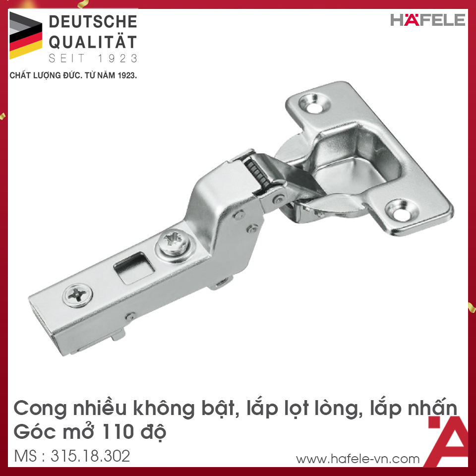 Bản Lề Metalla SM Không Bật 110° Lọt Lòng Hafele 315.18.302