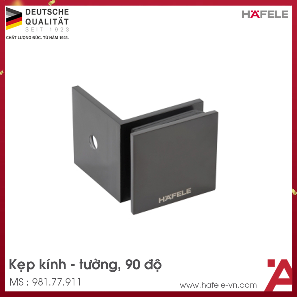Kẹp Kính - Tường 90º Có Đế Màu Đen Hafele 981.77.911
