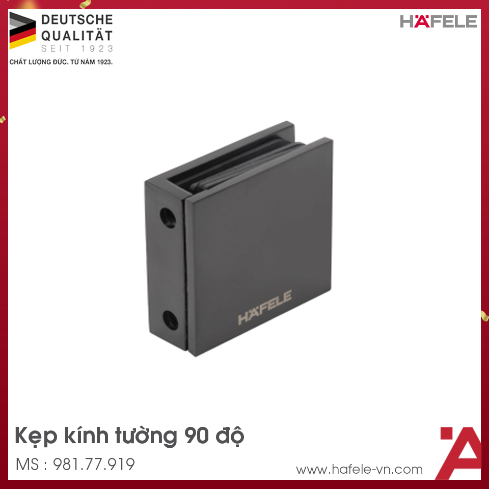 Kẹp Kính Tường 90º Màu Đen Hafele 981.77.919