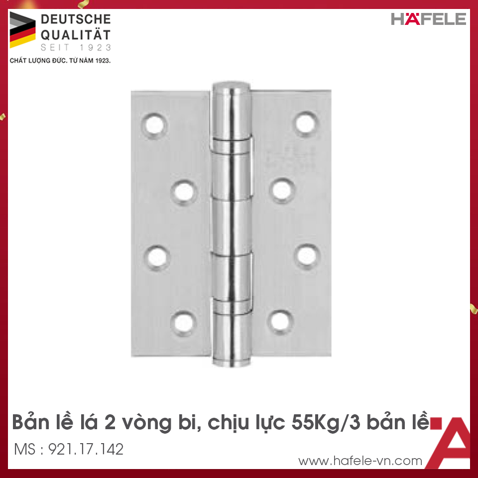 Bản Lề Lá 2 Vòng Bi 55Kg Hafele 921.17.142