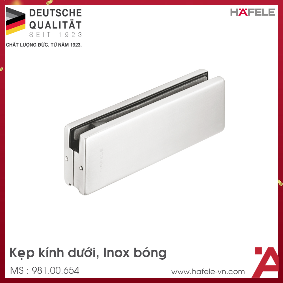 Kẹp Kính Dưới Inox Bóng Hafele 981.00.654