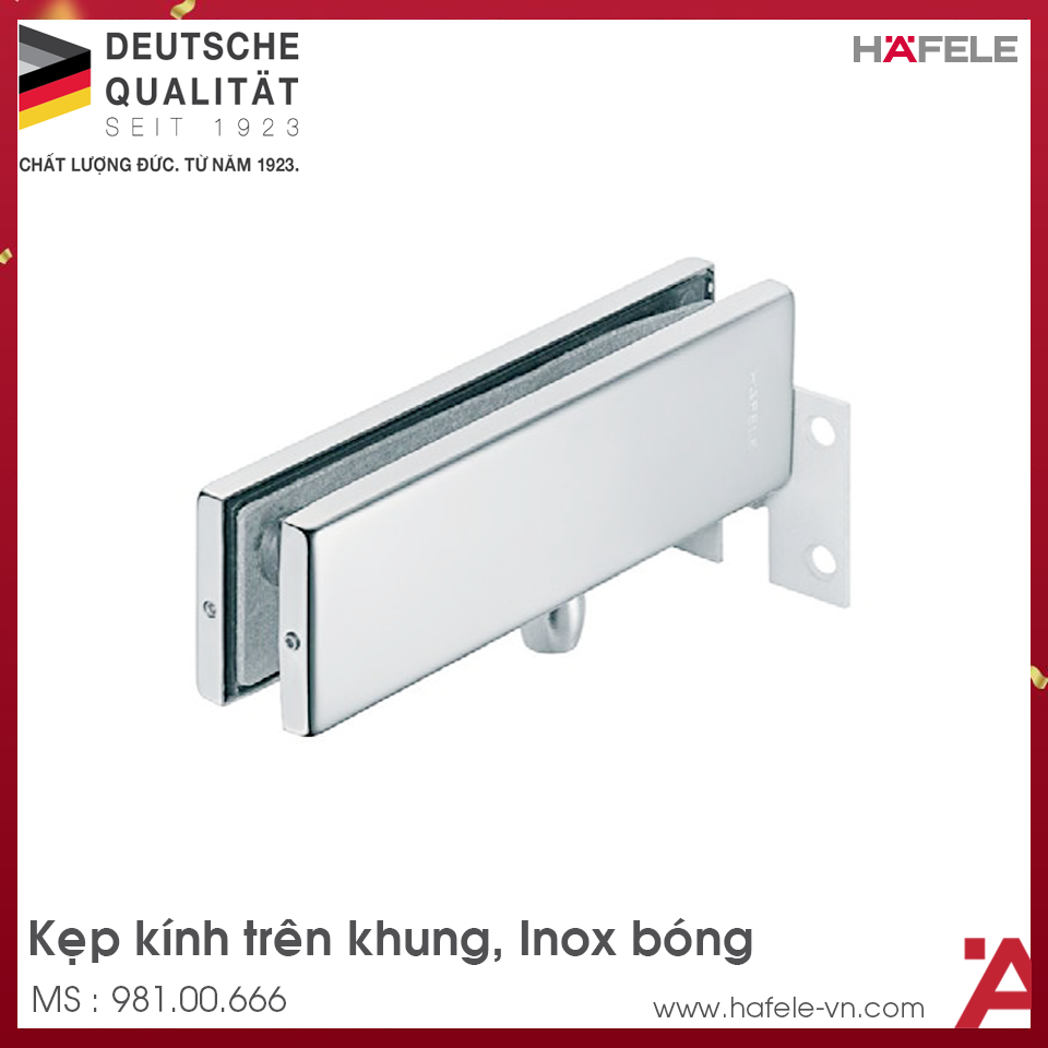 Kẹp Kính Trên Khung Gắn Tường Inox Bóng Hafele 981.00.666