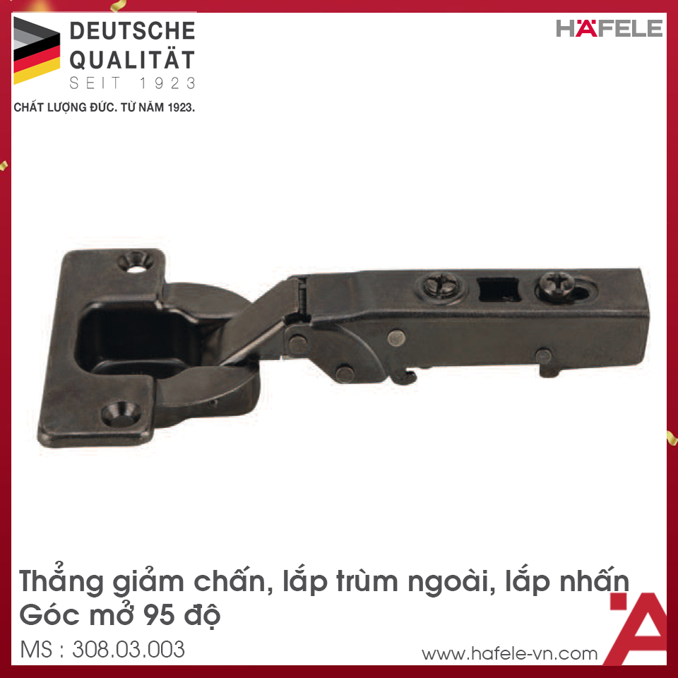 Bản Lề Metalla SM 95° Trùm Ngoài Hafele 308.03.003