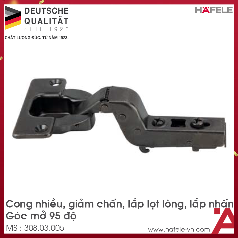 Bản Lề Metalla SM 95° Lọt Lòng Hafele 308.03.005