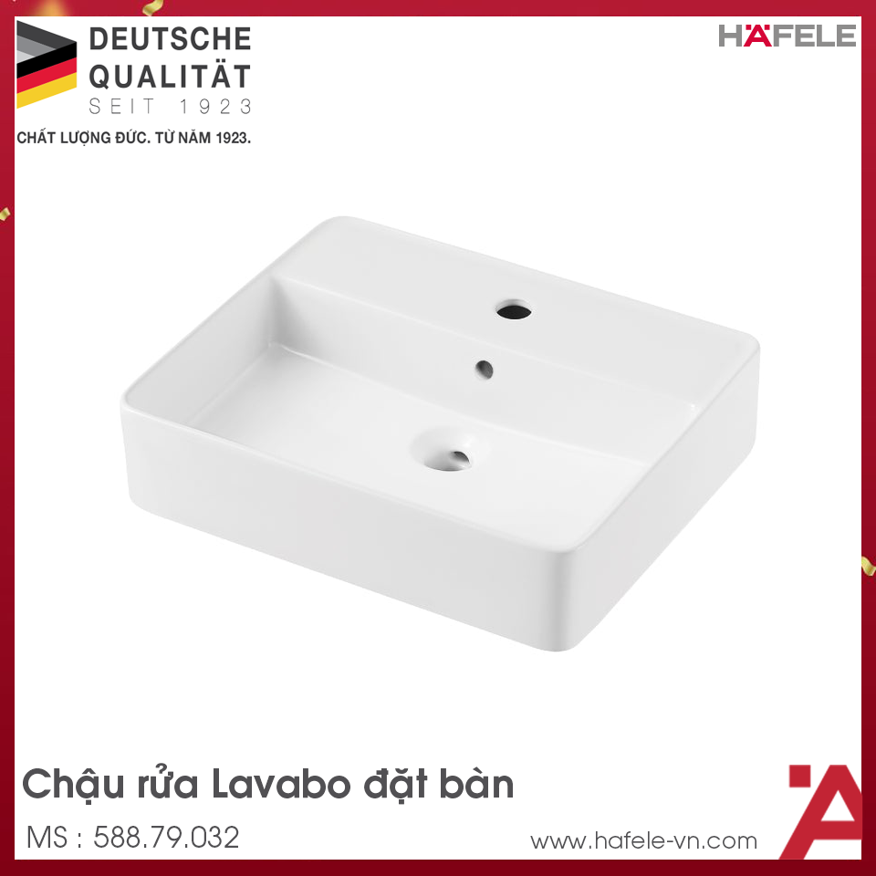 Chậu Lavabo Sứ Đặt Bàn Sapporo 500 Hafele 588.79.032