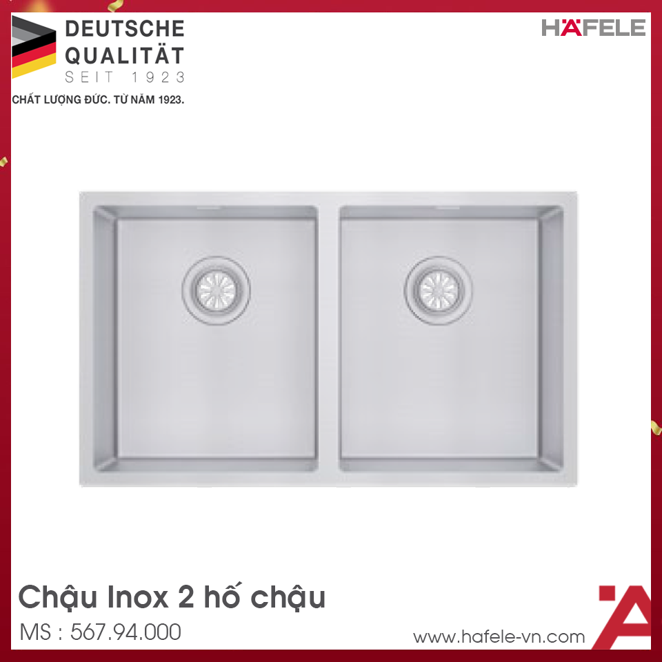 Chậu Rửa Inox HS22-SSN2S90P Hafele 567.94.000