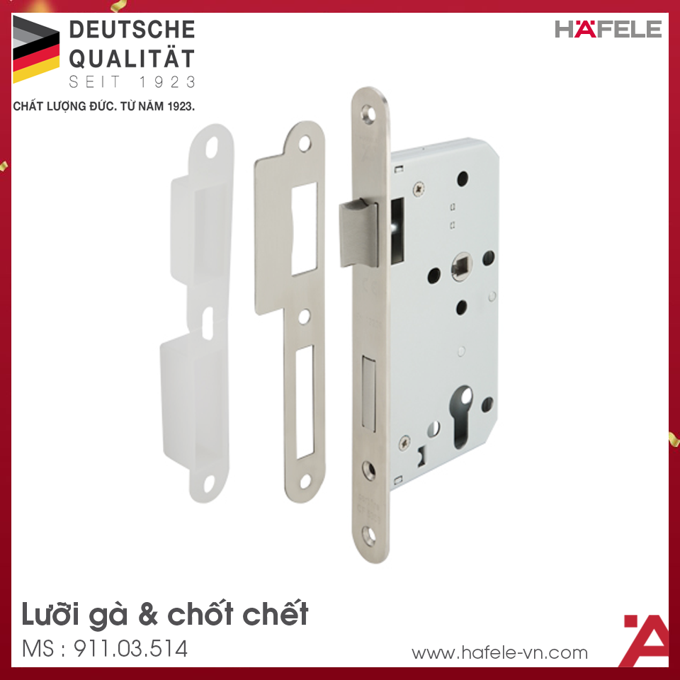 Thân Khóa Lưỡi Gà Chốt Chết C/C 72mm Hafele 911.03.514