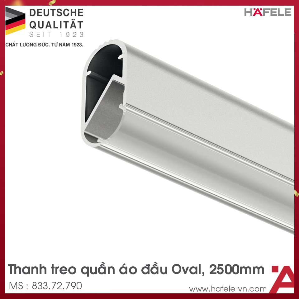 Thanh Treo Quần Áo Đầu Oval Hafele 833.72.790