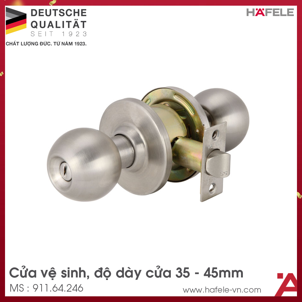 Khóa Tay Nắm Tròn Cửa WC Loại Lớn Hafele 911.64.246