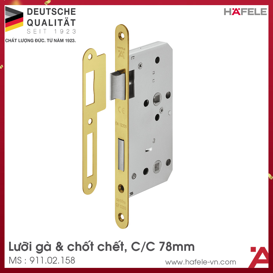 Thân Khóa Cho Phòng Tắm C/C 78mm Hafele 911.02.158