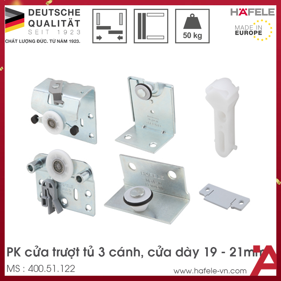 Phụ Kiện Cửa Trượt Tủ Slido Classic 50VFSR Hafele 400.51.122