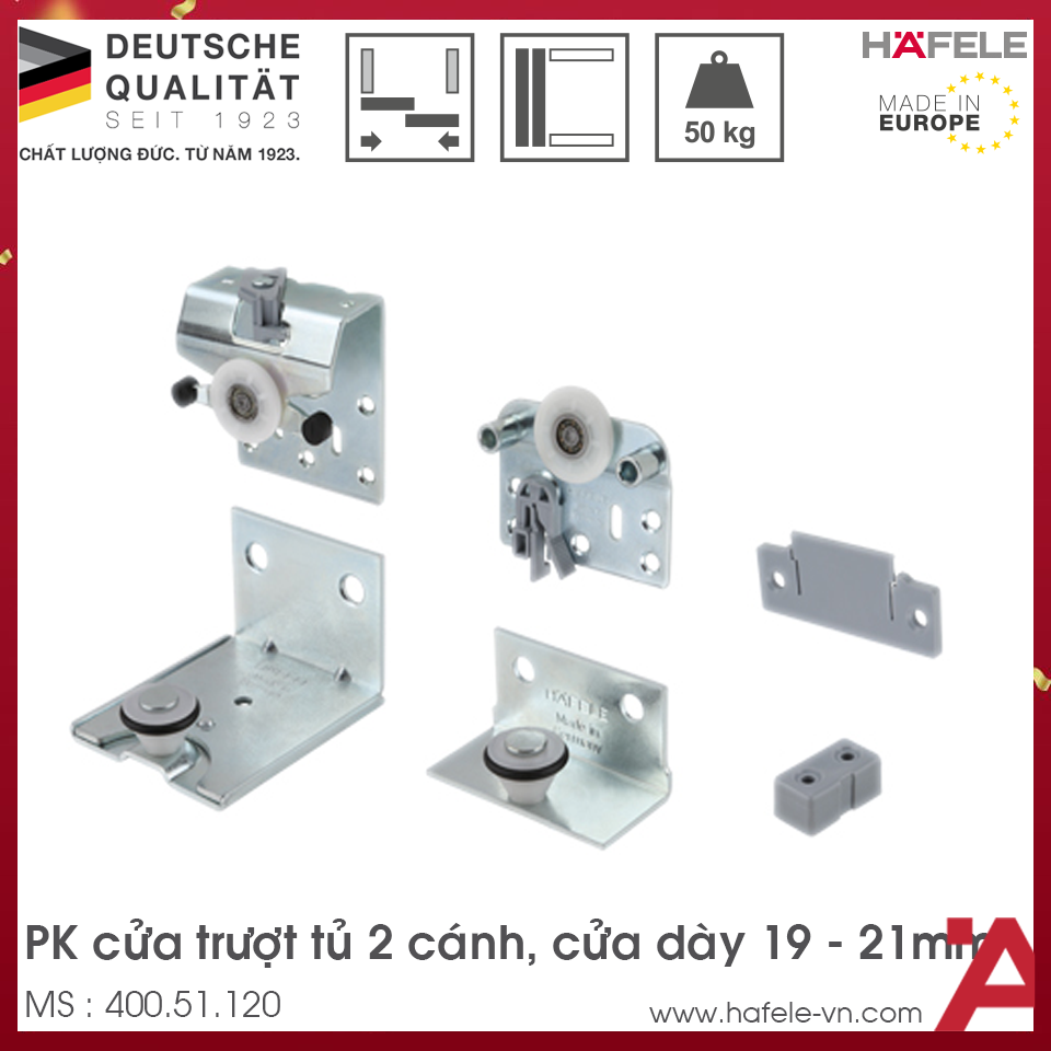 Phụ Kiện Cửa Trượt Tủ Slido Classic 50VFSR Hafele 400.51.120