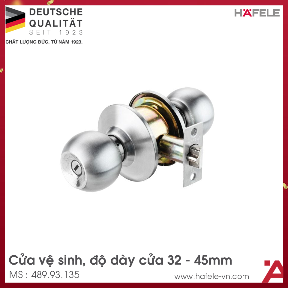 Bộ Khóa Tay Nắm Tròn Cửa WC Hafele 489.93.135