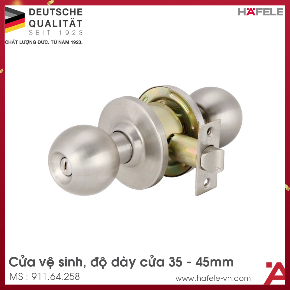 Khóa Tay Nắm Tròn Cửa WC Loại Lớn Hafele 911.64.258