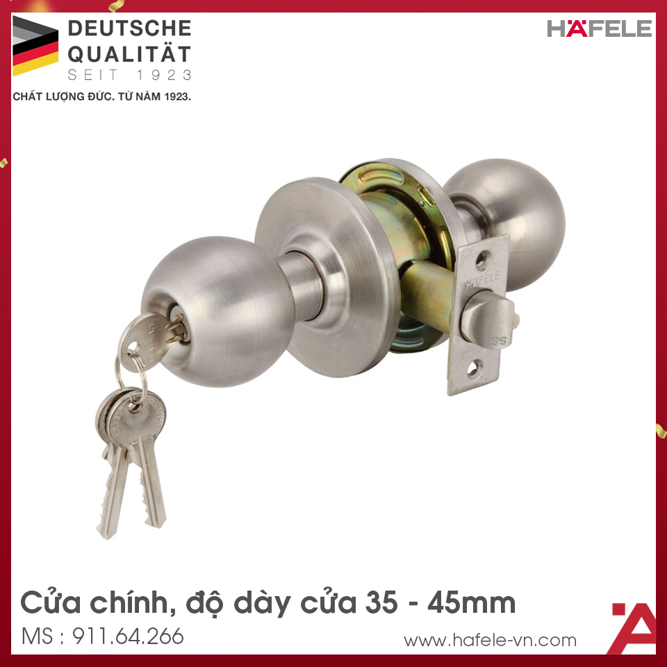 Khóa Tay Nắm Tròn Cửa Chính Loại Lớn Hafele 911.64.266