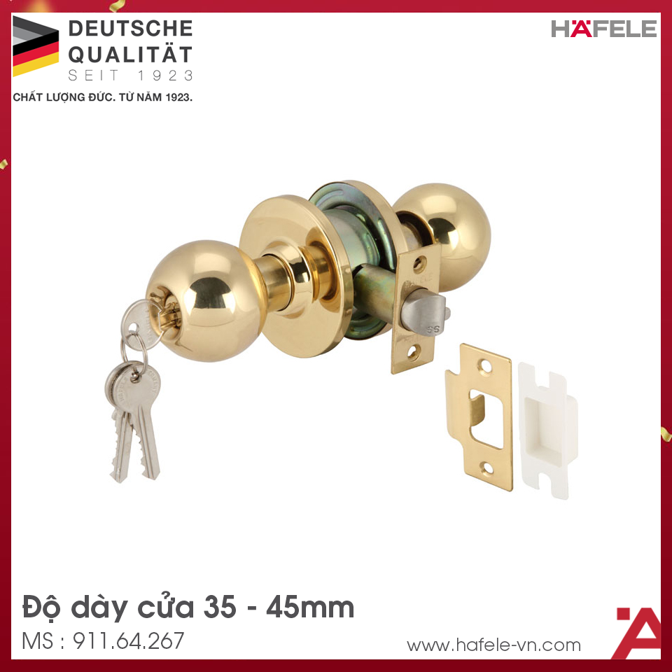 Khóa Tay Nắm Tròn Cửa Chính Loại Lớn Hafele 911.64.267