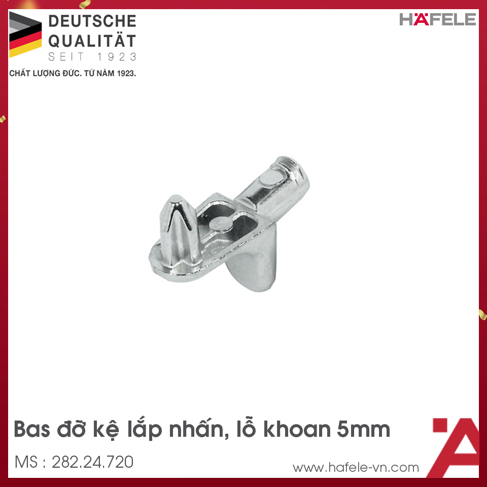 Bas Đỡ Kệ Cho Lỗ Khoan Ø5mm Hafele 282.24.720