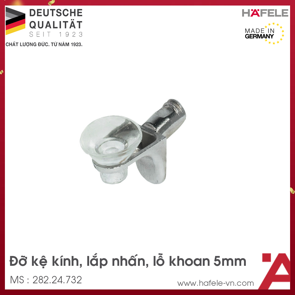 Bas Đỡ Kệ Kính Lắp Nhấn Hafele 282.24.732