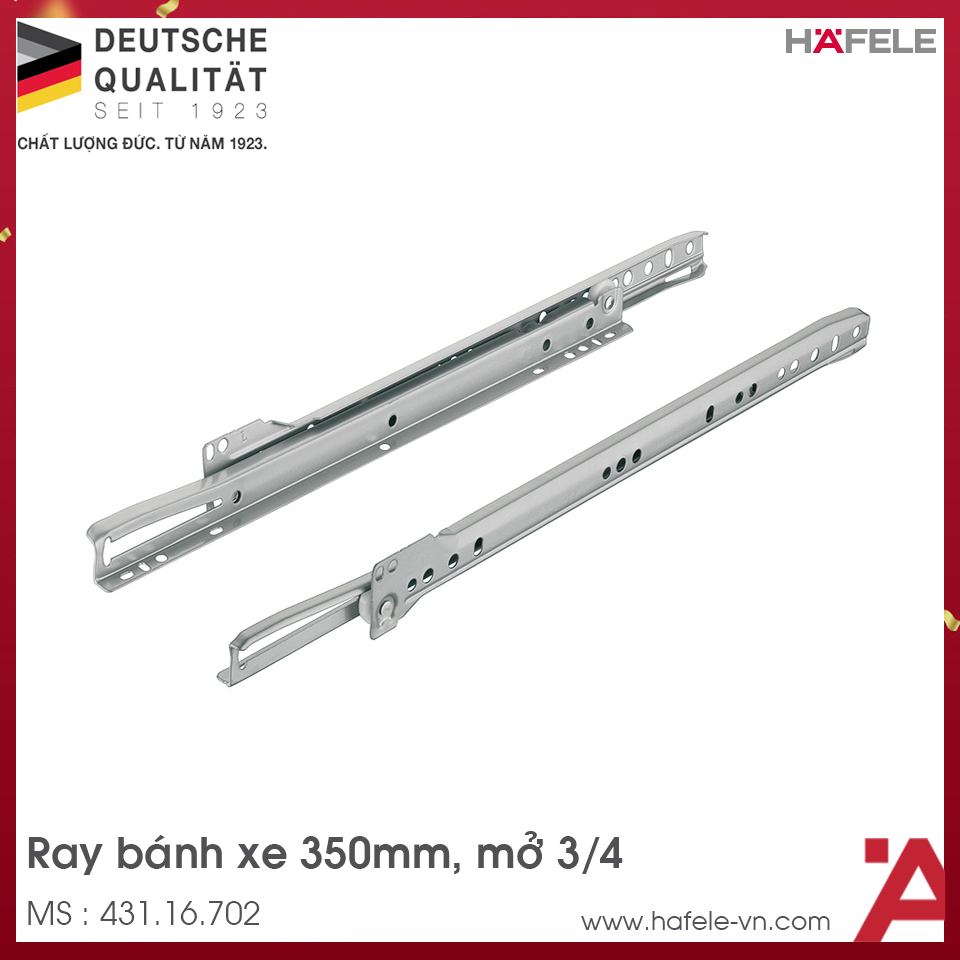 Ray Bánh Xe Mở 3/4 Dài 350mm Hafele 431.16.702