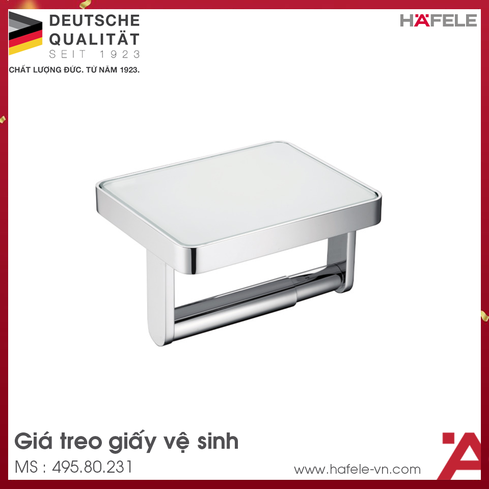 Giá Treo Giấy Vệ Sinh Mặt Kính Trắng Hafele 495.80.231