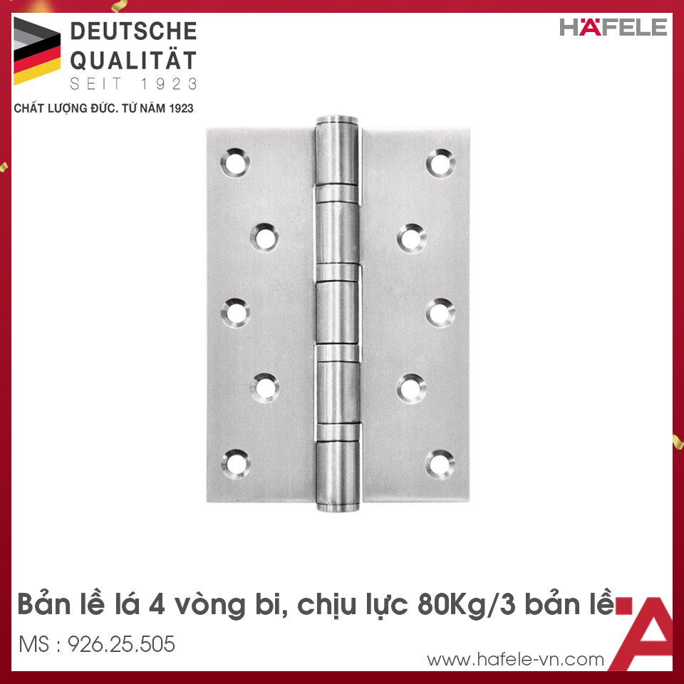 Bản Lề Lá 4 Vòng Bi 80Kg Hafele 926.25.505