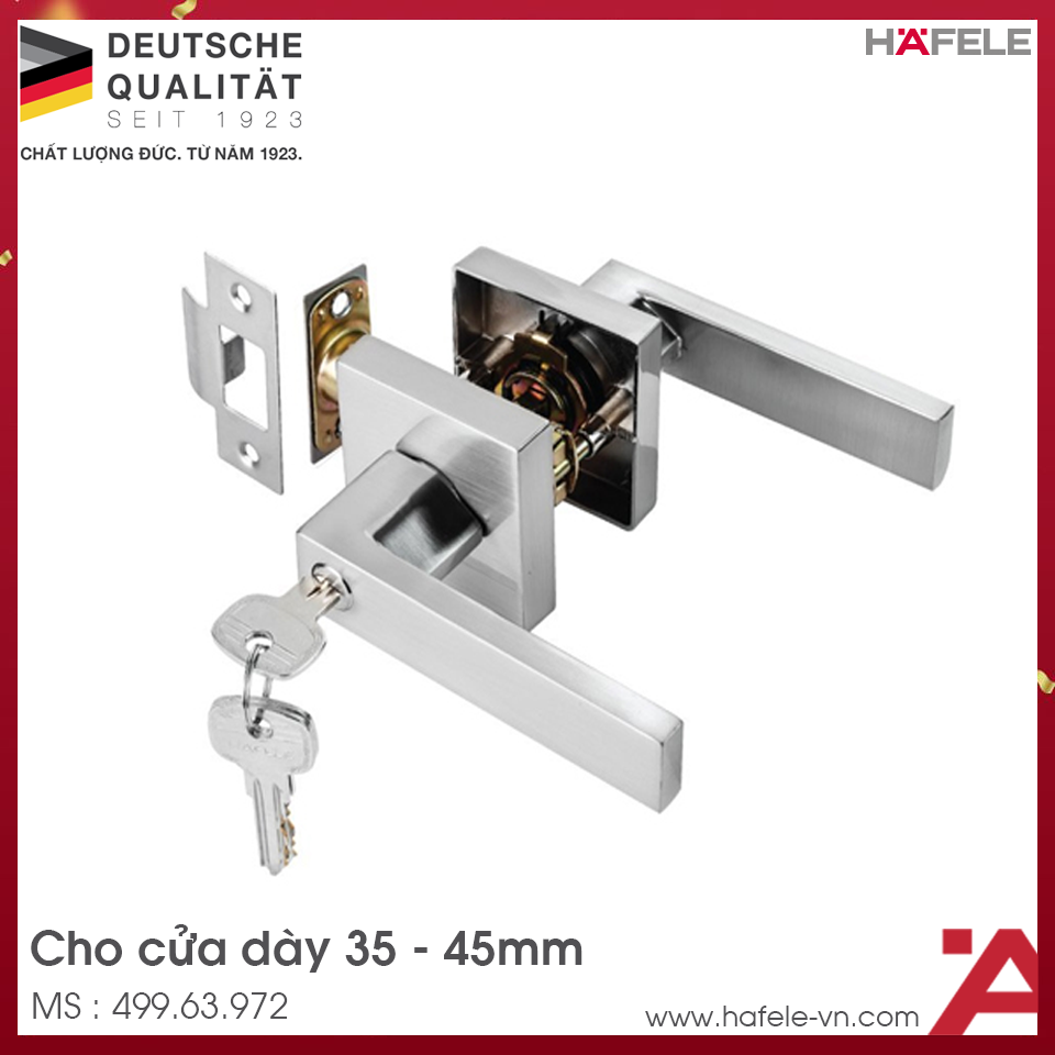 Bộ Khóa Tay Nắm Cửa Đi Dạng Thẳng Hafele 499.63.972