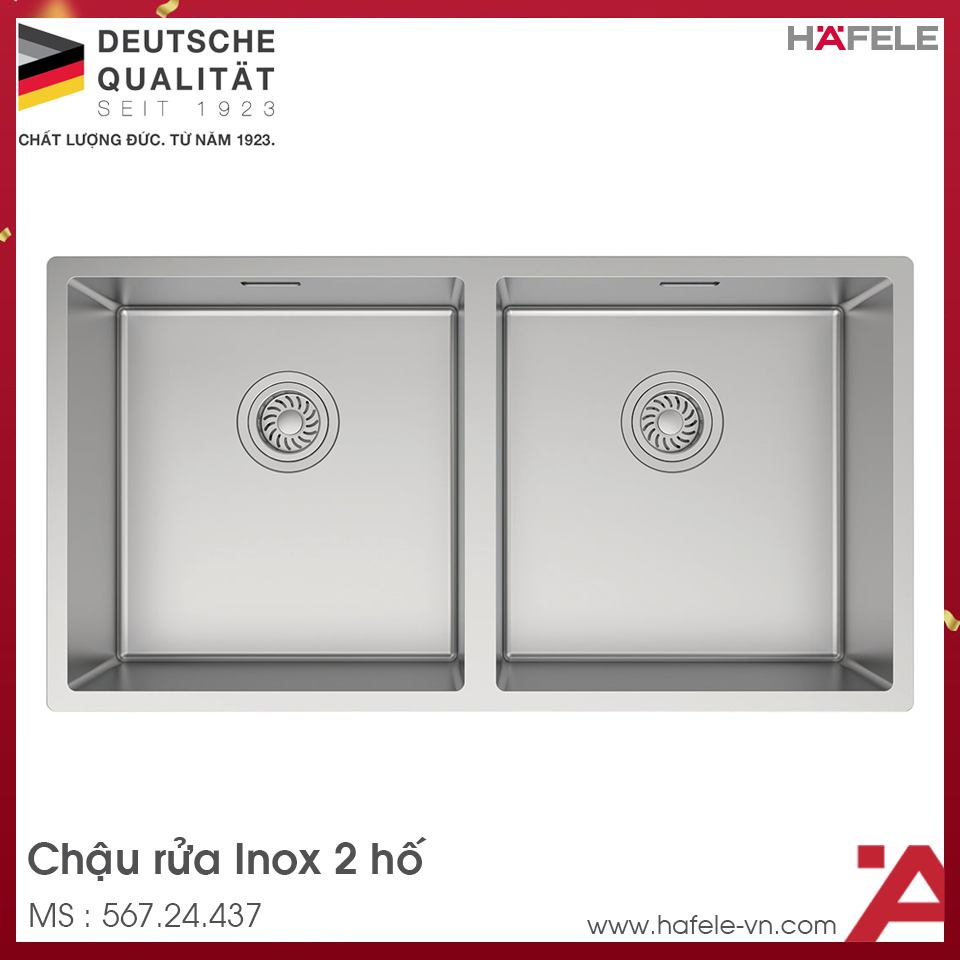 Chậu Rửa Chén Bát Inox HS24-SSN2S-870 Hafele 567.24.437