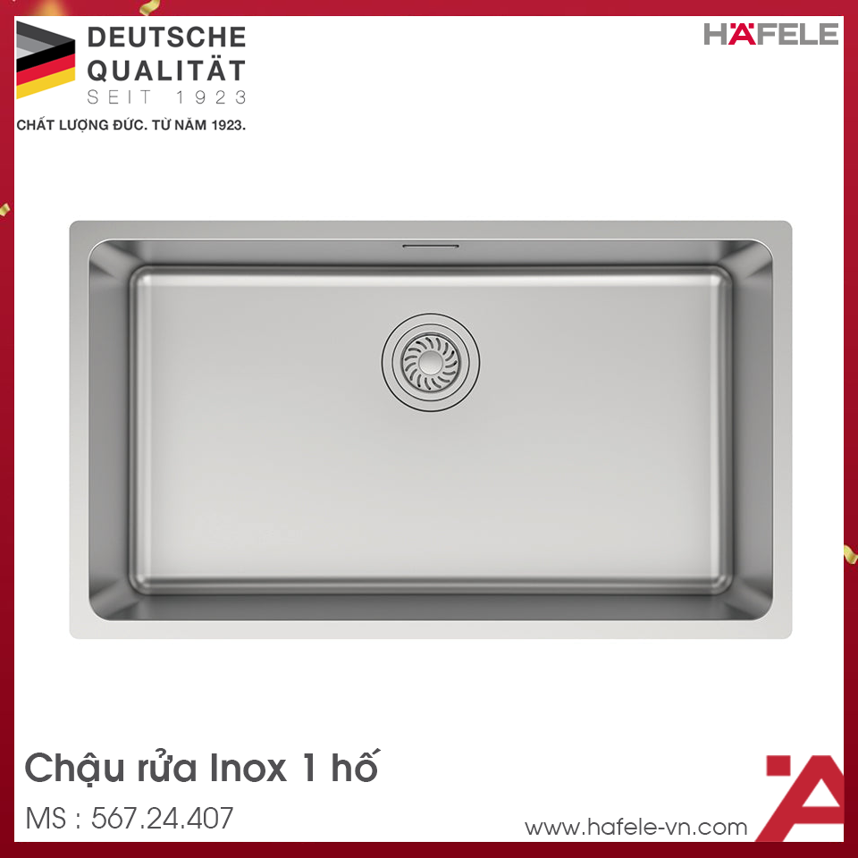Chậu Rửa Chén Bát Inox HS24-SSN1S-760 Hafele 567.24.407