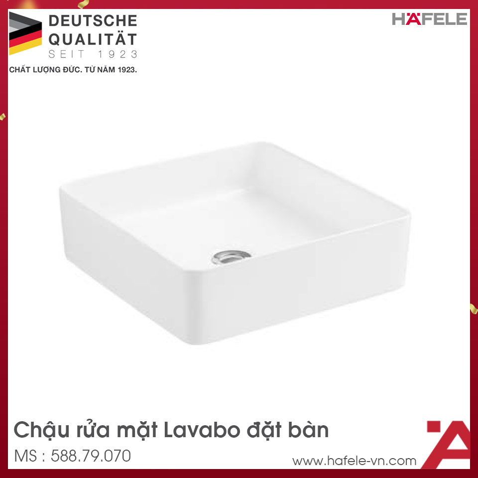 Chậu Sứ Lavabo Đặt Bàn Sapporo Hafele 588.79.070